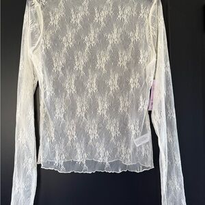 Sheer Lace Off-White Top